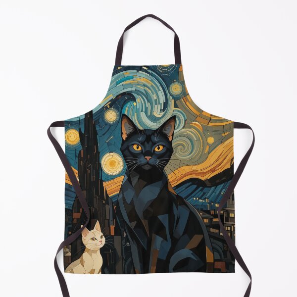 Item preview, Starry Night Cats Vintage Abstract Whimsical Zentangle Art designed and sold by Witty Shirts.