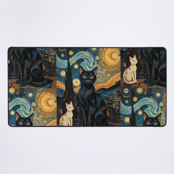 Item preview, Starry Night Cats Vintage Abstract Whimsical Zentangle Art designed and sold by Witty Shirts.