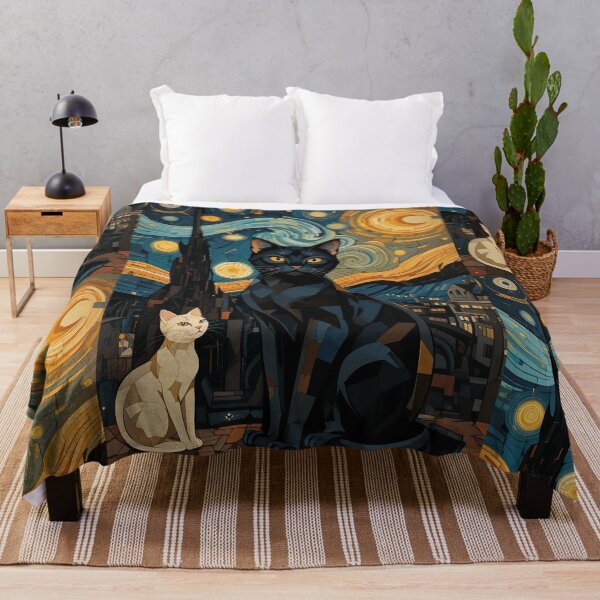 Item preview, Starry Night Cats Vintage Abstract Whimsical Zentangle Art designed and sold by Witty Shirts.