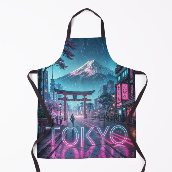Item preview, Tokyo Neon Night Art Print - Mount Fuji and Rainy Cityscape designed and sold by Witsprings.