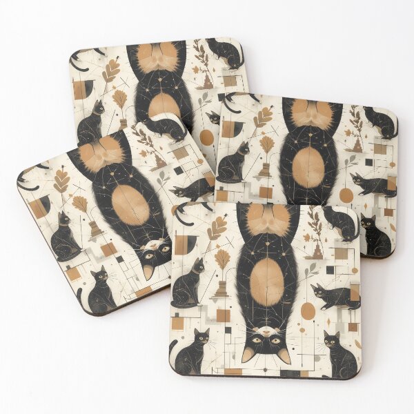 Item preview, Cat Diagram Vintage Abstract Whimsical Zentangle Art designed and sold by Witty Shirts.