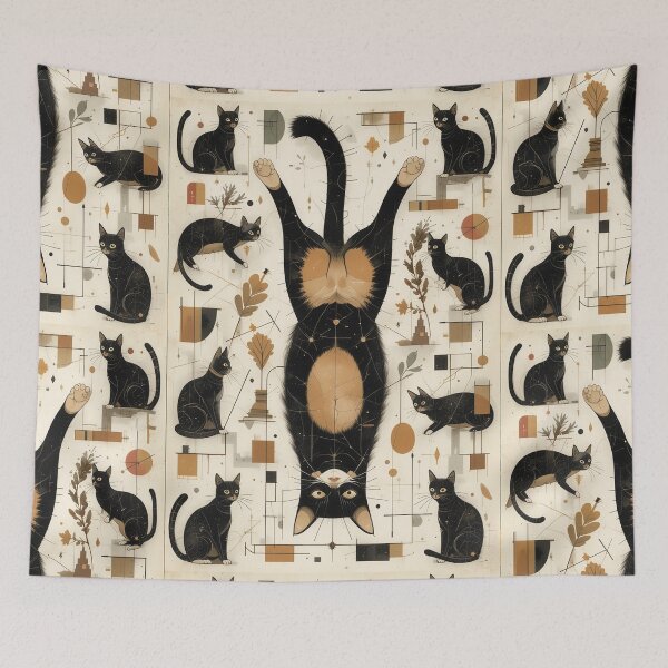 Item preview, Cat Diagram Vintage Abstract Whimsical Zentangle Art designed and sold by Witty Shirts.