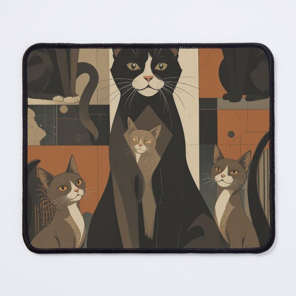 Item preview, Brown and Grey Cats Vintage Abstract Whimsical Zentangle Art designed and sold by Witty Shirts.
