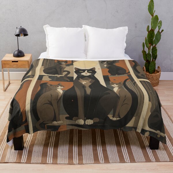 Item preview, Brown and Grey Cats Vintage Abstract Whimsical Zentangle Art designed and sold by Witty Shirts.