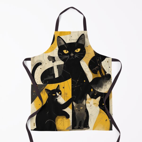 Item preview, Cats Black and Yellow Vintage Abstract Whimsical Zentangle Art designed and sold by Witty Shirts.