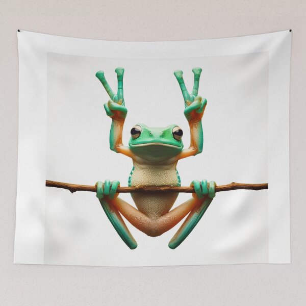 Item preview, Tree frog giving a double peace sign designed and sold by dbandaraj.