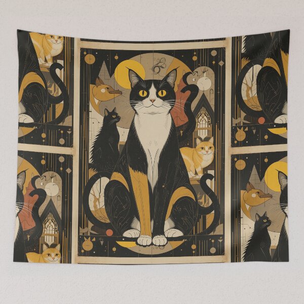 Item preview, Night Cat Vintage Abstract Whimsical Zentangle Art designed and sold by Witty Shirts.