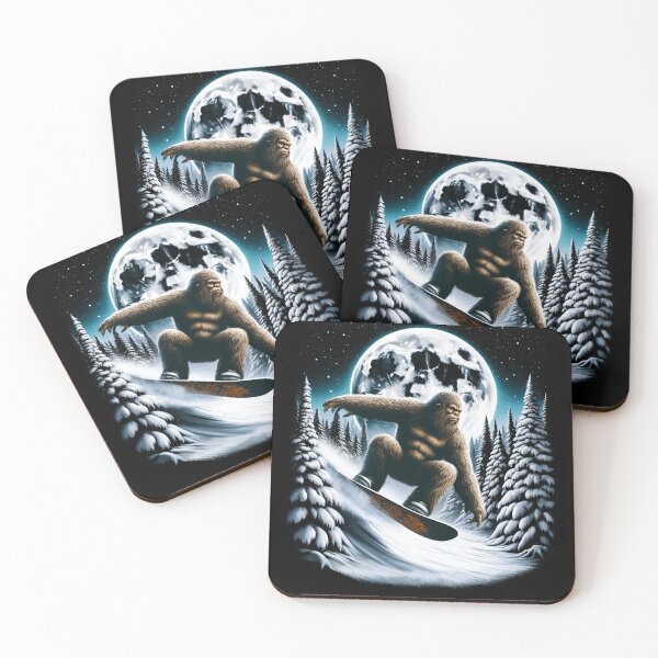 Item preview, Sasquatch Bigfoot Snowboarding Full Moon Snowboard designed and sold by Kimberley King Art  King Art.
