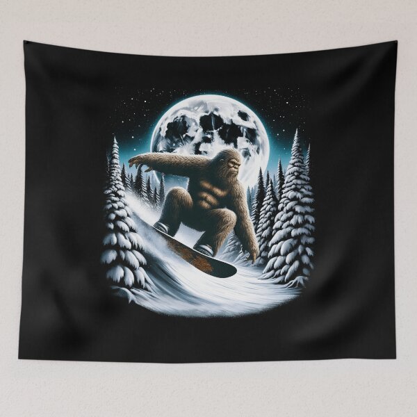 Item preview, Sasquatch Bigfoot Snowboarding Full Moon Snowboard designed and sold by Kimberley King Art  King Art.