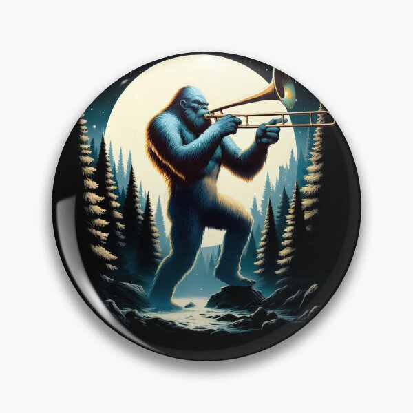 Item preview, Sasquatch Bigfoot Playing Trombone on Full Moon Trombone Player Trombonist designed and sold by Kimberley King Art  King Art.