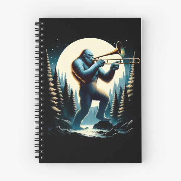 Item preview, Sasquatch Bigfoot Playing Trombone on Full Moon Trombone Player Trombonist designed and sold by Kimberley King Art  King Art.