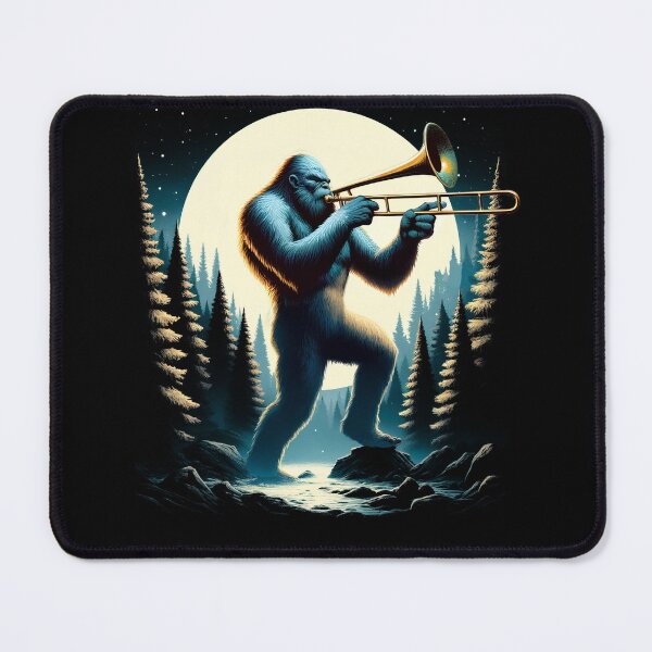 Item preview, Sasquatch Bigfoot Playing Trombone on Full Moon Trombone Player Trombonist designed and sold by Kimberley King Art  King Art.