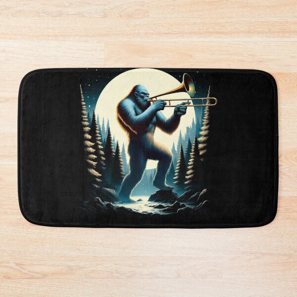 Item preview, Sasquatch Bigfoot Playing Trombone on Full Moon Trombone Player Trombonist designed and sold by Kimberley King Art  King Art.