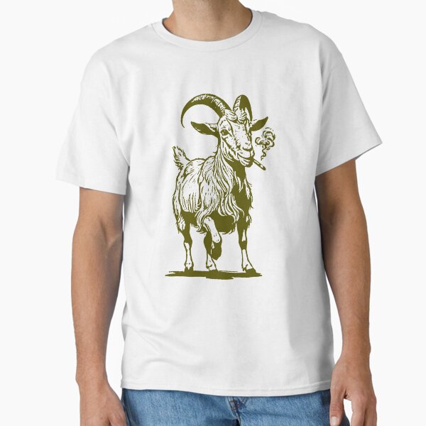 Vista previa del artículo con la obra «Cabra fumadora», diseñado y vendido por SB91tshirt.