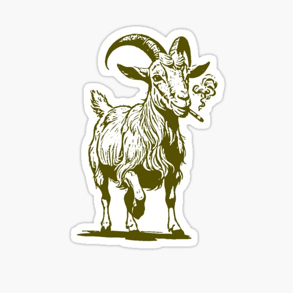 Vista previa del artículo con la obra «Cabra fumadora», diseñado y vendido por SB91tshirt.
