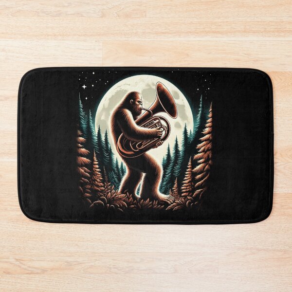 Item preview, Sasquatch Bigfoot Playing Tuba on Full Moon Tuba Player Tubaist designed and sold by Kimberley King Art  King Art.