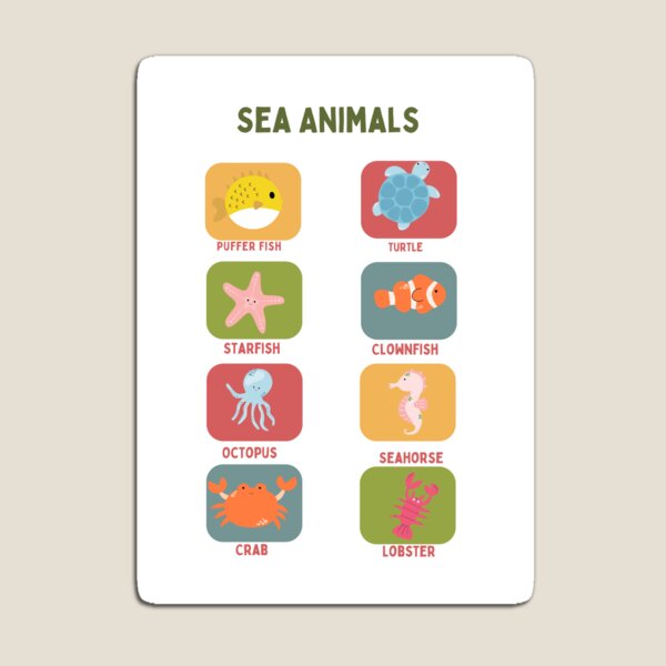 Item preview, Sea Animals - Cute & Educational Ocean Creatures Poster for Kids designed and sold by Classkaar.