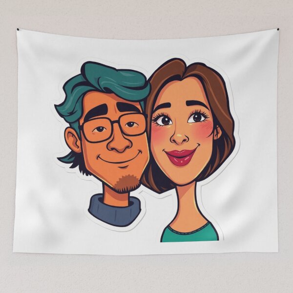 Item preview, Couple Sticker - Adorable 2D Design of a Couple Looking Straight at You designed and sold by FestivityFinds.