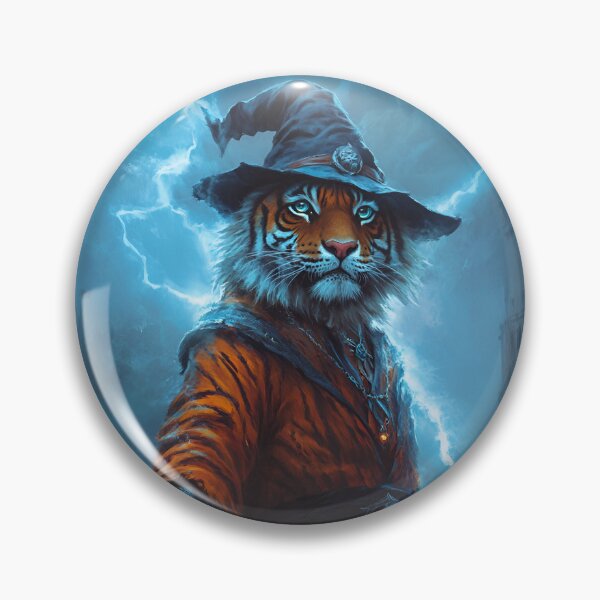 Item preview, Fantasy Art Tiger Holding Flaming Sword designed and sold by RockFireMerch.