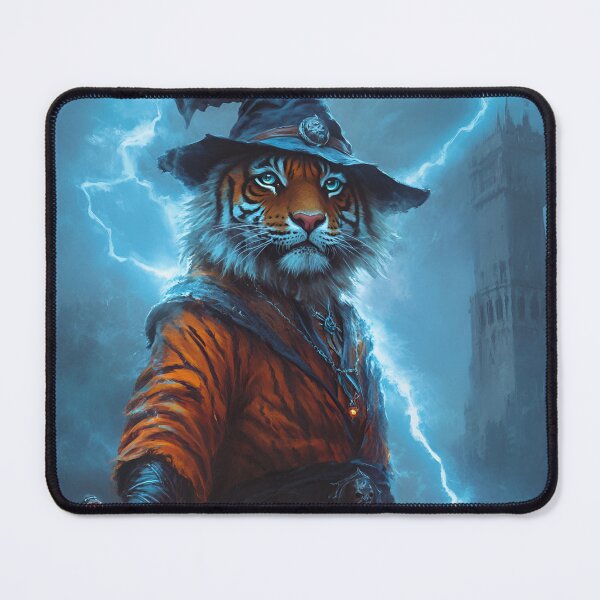 Item preview, Fantasy Art Tiger Holding Flaming Sword designed and sold by RockFireMerch.
