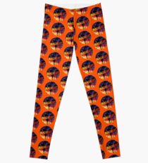 Magaluf, Magaluf poster, tshirt, Spain, with palmtrees, orange bg Leggings