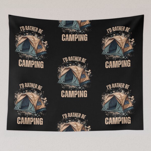 Item preview, I'd Rather be Camping (Tan/Blue) designed and sold by BLTeesNmore.