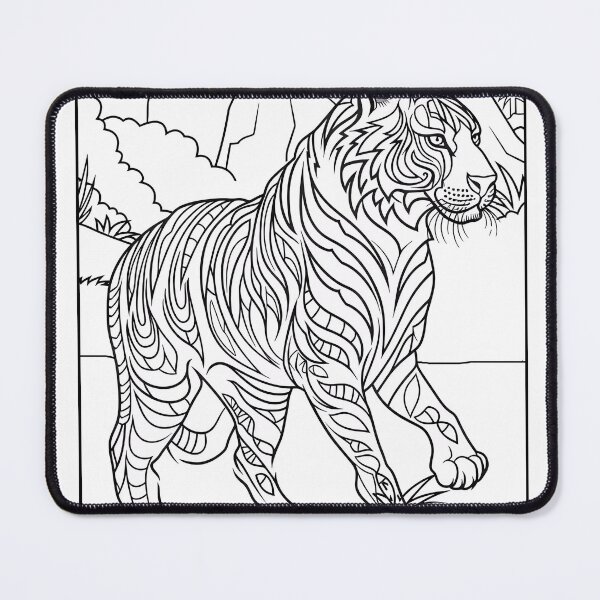Item preview, Tiger #6 Coloring Page Pattern designed and sold by DavidColoring.
