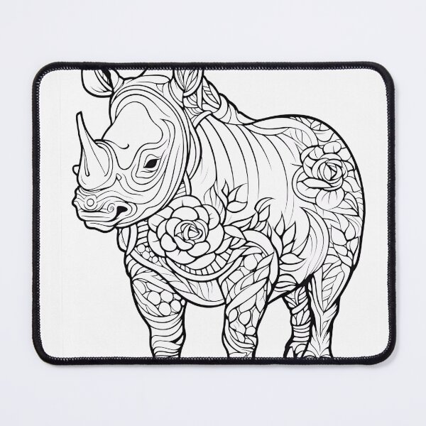 Item preview, Rhino #6 Coloring Page Pattern  designed and sold by DavidColoring.