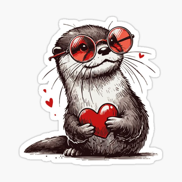 Item preview, Otter Happy Valentines Day designed and sold by TomFrontierArt.