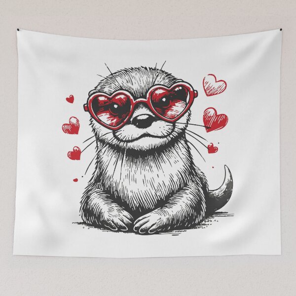 Item preview, Otter Happy Valentines Day Vintage designed and sold by TomFrontierArt.