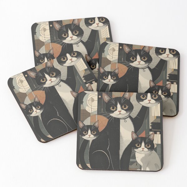 Item preview, Kawaii Black Cat Vintage Abstract Whimsical Zentangle Art designed and sold by Witty Shirts.