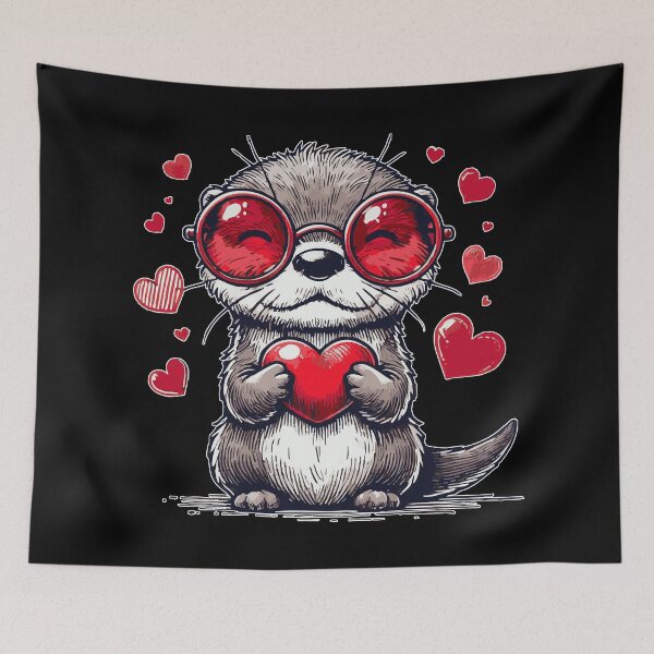 Item preview, Kawaii Otter Happy Valentines Day  designed and sold by TomFrontierArt.