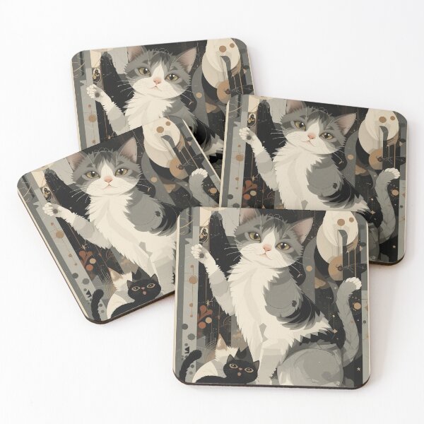 Item preview, Kawaii Grey Cat Vintage Abstract Whimsical Zentangle Art designed and sold by Witty Shirts.