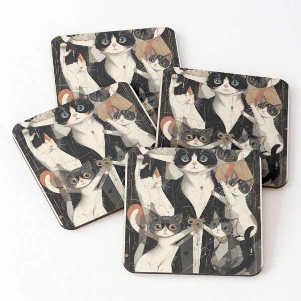 Item preview, Kawaii Cats Illustration Vintage Abstract Whimsical Zentangle Art designed and sold by Witty Shirts.