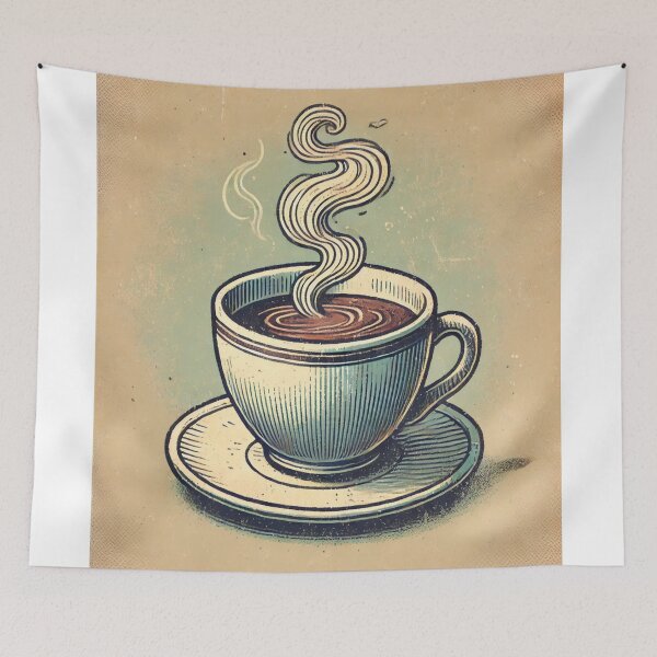 Artikelvorschau, Vintage Kaffeetasse Kunstdruck - Retro Küche & Café Wanddekoration Geschenk entworfen und verkauft von ImagineRainbows.
