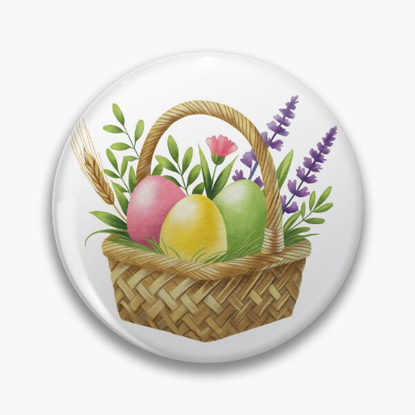 Item preview, Festive Easter Basket with Colorful Eggs and Spring Blossoms designed and sold by AllaMashycheva.