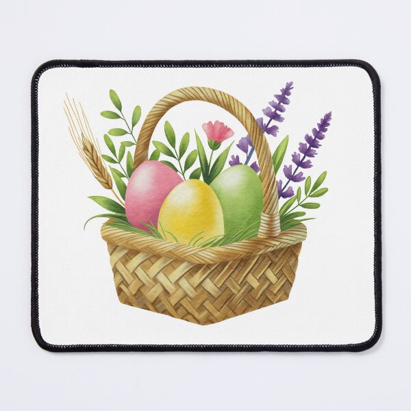 Item preview, Festive Easter Basket with Colorful Eggs and Spring Blossoms designed and sold by AllaMashycheva.
