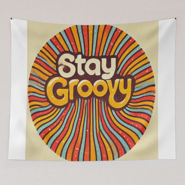 Item preview, Stay Groovy Retro Art Print - 70s Inspired Vintage Wall Decor Gift designed and sold by ImagineRainbows.