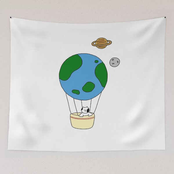 Item preview, a Cat in the earth hot-air balloon designed and sold by superbaechoo.