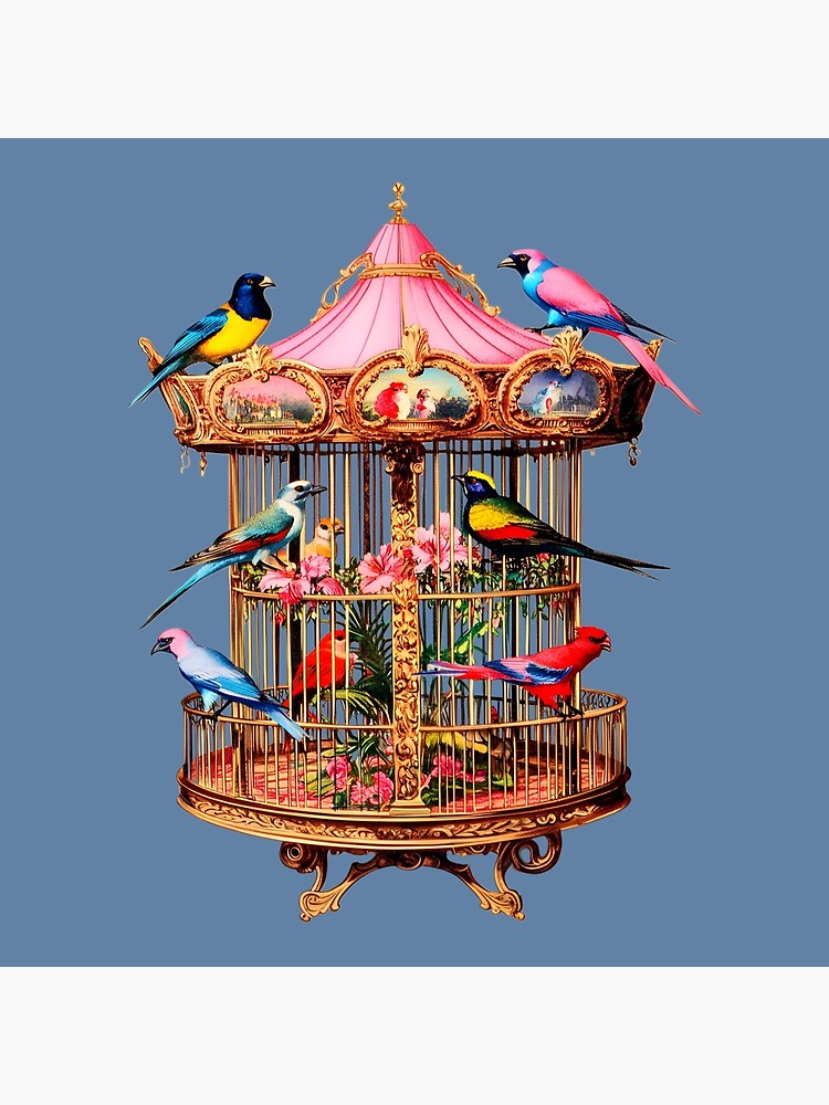 Thumbnail 4 of 4, Pillow, Vintage Carousel Birdcage designed and sold by dinaaaaaah.