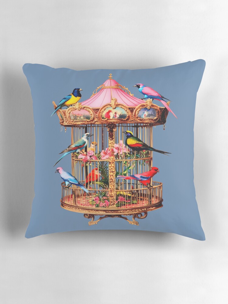 Thumbnail 3 of 4, Pillow, Vintage Carousel Birdcage designed and sold by dinaaaaaah.
