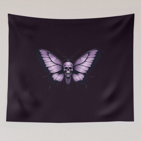 Item preview, Purple Gothic Skull with Butterfly Wings  designed and sold by Itsheartshop.