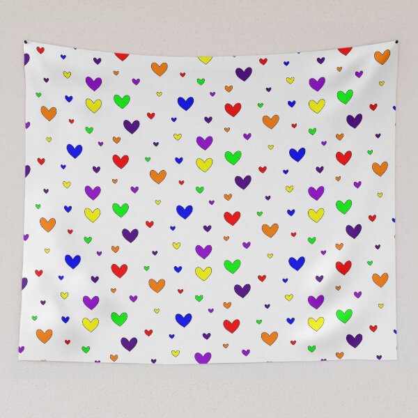 Item preview, rainbow hearts outlined designed and sold by Aesthetic Crew.