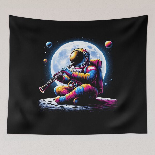 Item preview, Astronaut Playing Clarinet in Space Clarinet Player Clarinetist designed and sold by Kimberley King Art  King Art.