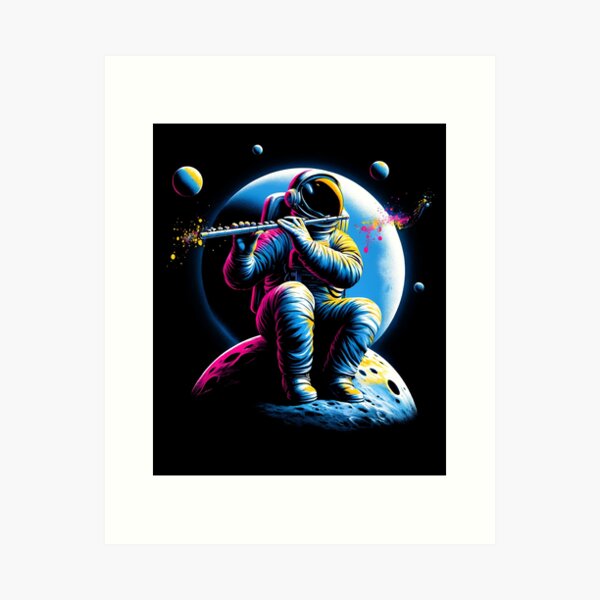 Item preview, Astronaut Playing Flute in Space Flute Player Flutist designed and sold by Kimberley King Art  King Art.