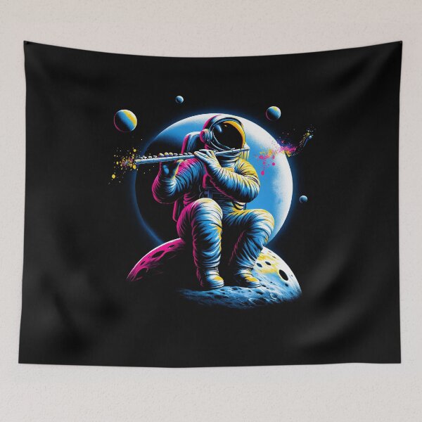 Item preview, Astronaut Playing Flute in Space Flute Player Flutist designed and sold by Kimberley King Art  King Art.
