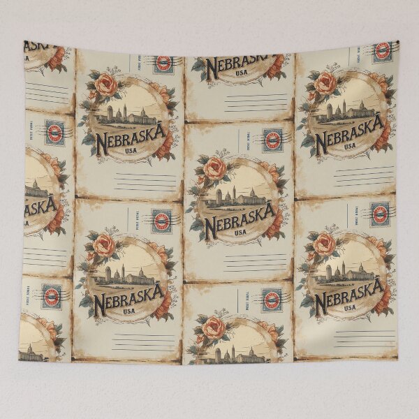 Item preview, Nebraska USA Vintage Travel Retro Postcard Design designed and sold by TravelPostcardGems.