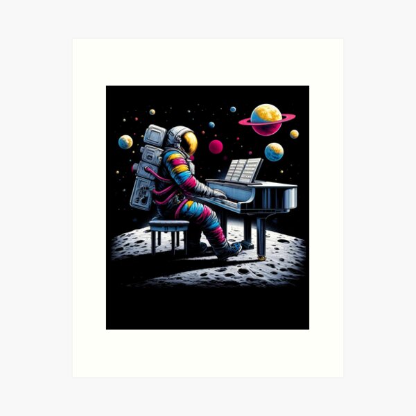 Item preview, Astronaut Playing Piano in Space Piano Player Pianist designed and sold by Kimberley King Art  King Art.