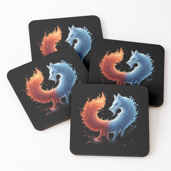 Item preview, Fiery and Icy Dual-Tailed Kitsune designed and sold by Nihonify.