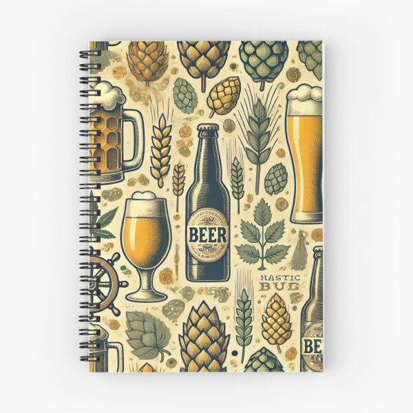 Item preview, Vintage Beer & Hops Pattern - Retro Bottles, Glasses & Barley designed and sold by Designeerguy.